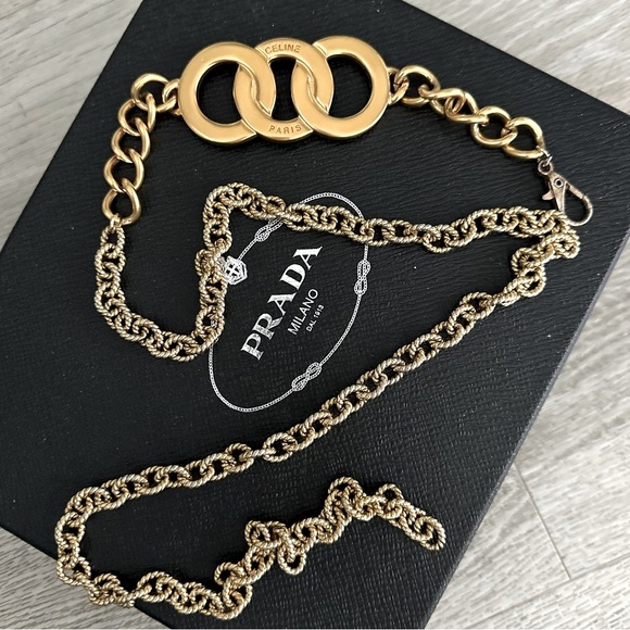 CELINE PARIS RUNWAY LOGO CHUNKY ADJUSTABLE  CHAIN BELT- UPDATED PICS - Picture 10 of 11